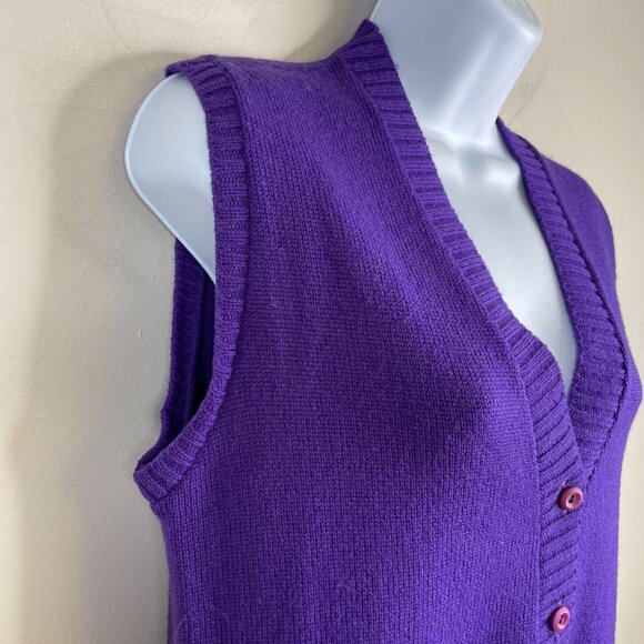 Vintage Womens Preppy Twee Granny Sweater Vest Medium Purple Ivy League Bright - Picture 6 of 10